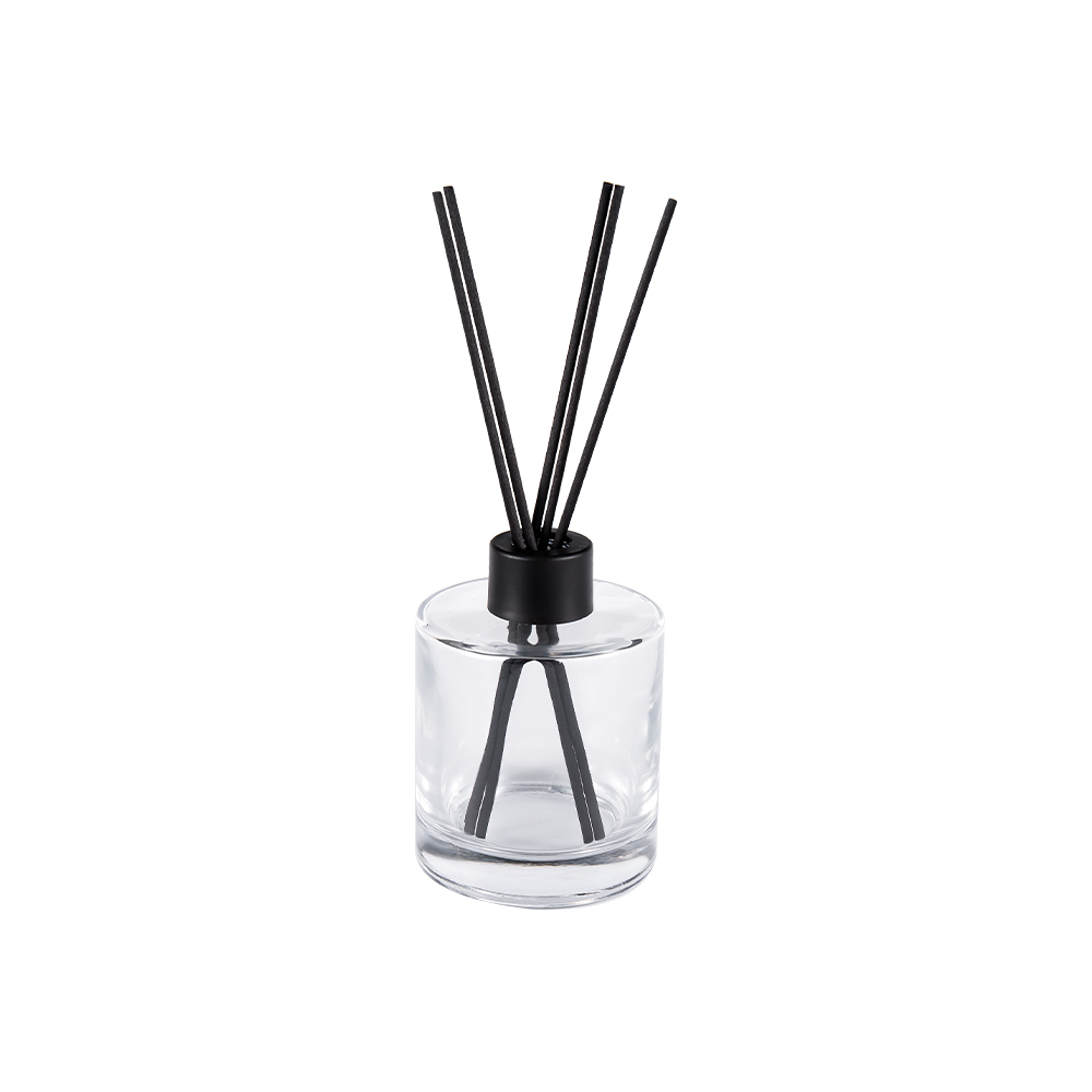 HJ-RX2109 Cylindrisk flintglasdiffusorflaska Plast Aluminiumlock Färg Fiberdekal