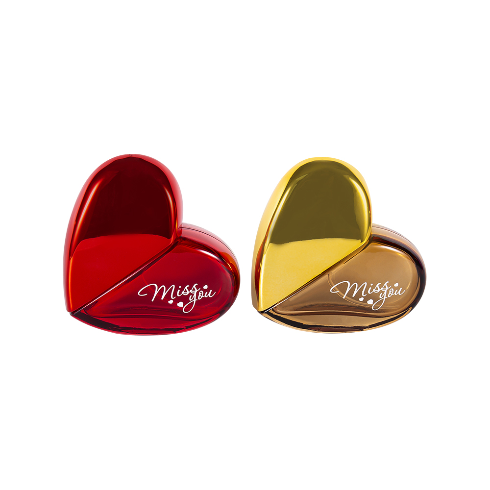 GC193-WJ501 50MLHjärtformad parfymflaska i glas med UV PP plastlock