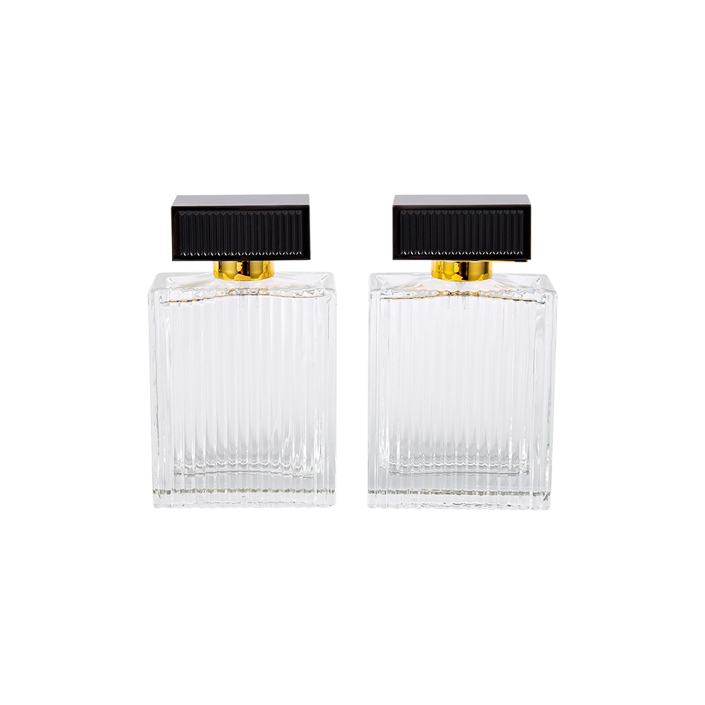 KY1112-WJ2092 100 ml vertikala ränder parfymflaska i glas med ränder i mage och plast