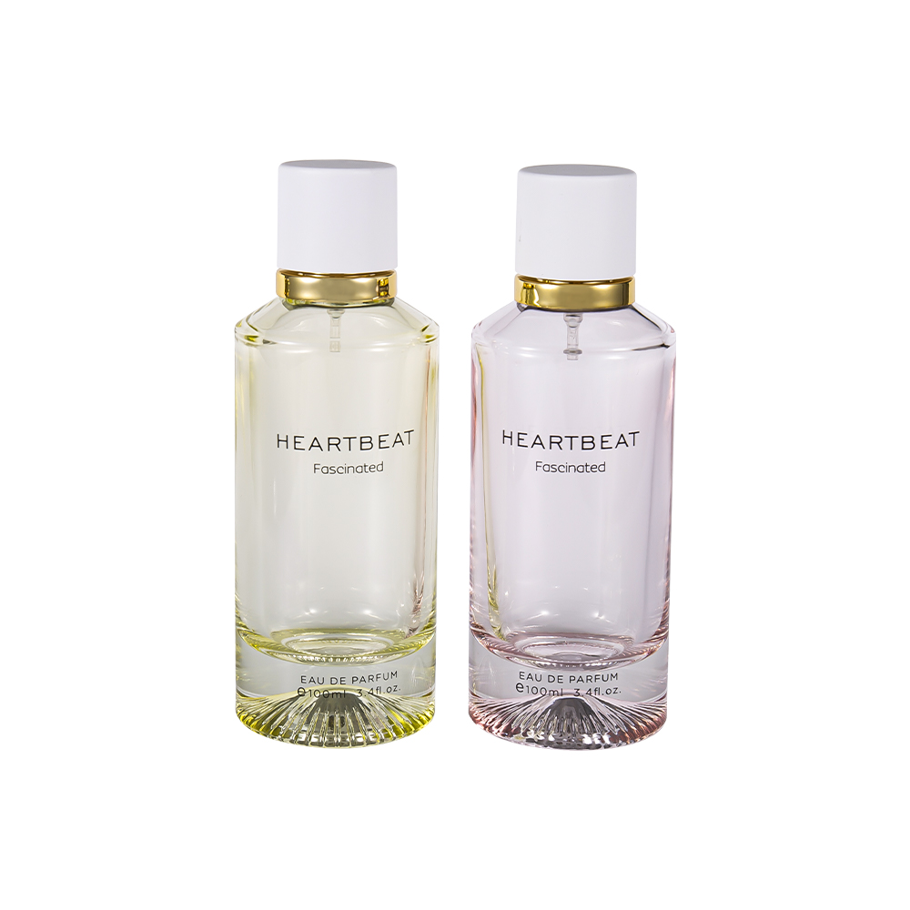 GC4406-WJ2326 100ML mönstrad bottenparfymflaska med vit parfymlock och stor aluminiumring